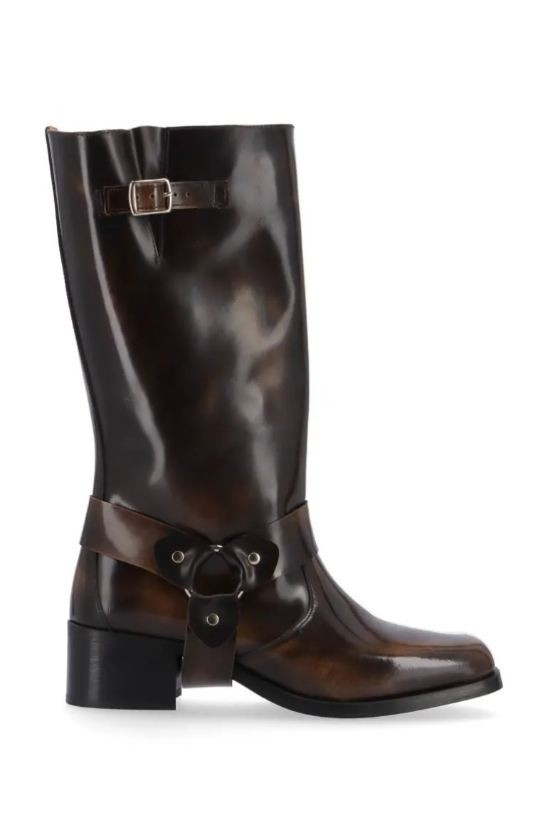 Boots<CULT MIA ROCKY BRUSHED LEATHER BOOTS IN BROWN