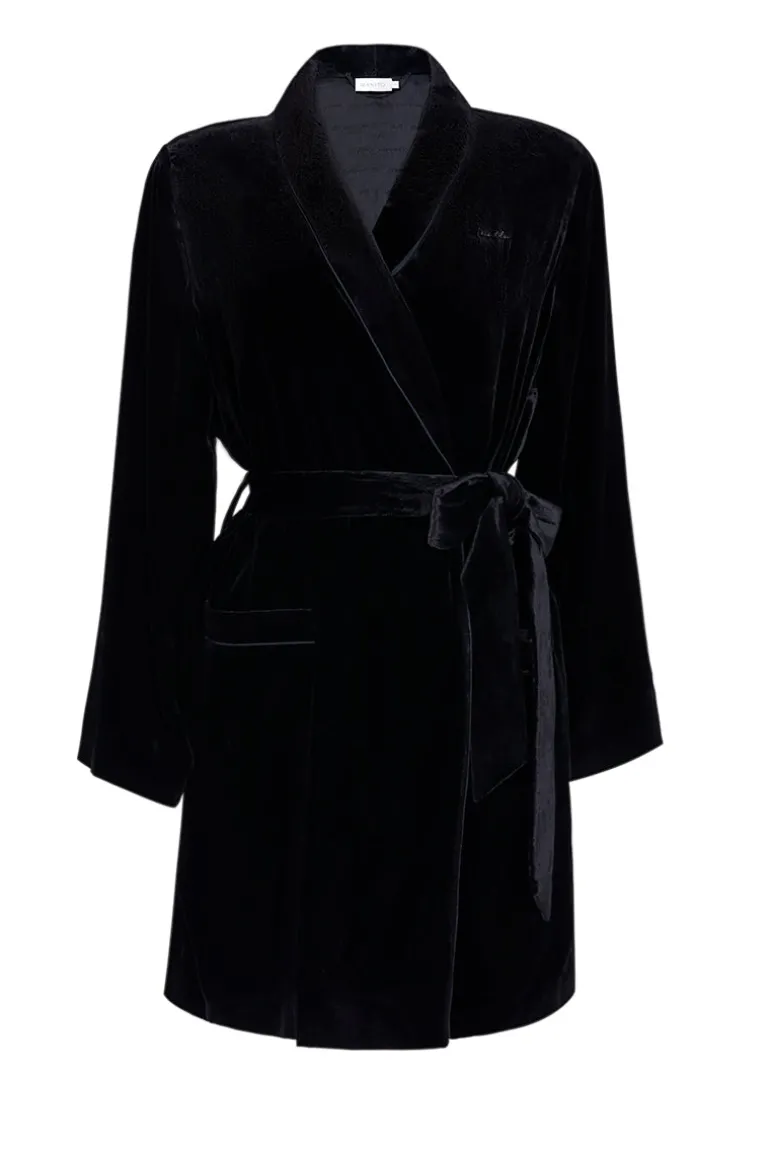 Sleep & Loungewear<CULT MIA ROME VELVET WOMEN'S ROBE IN Black