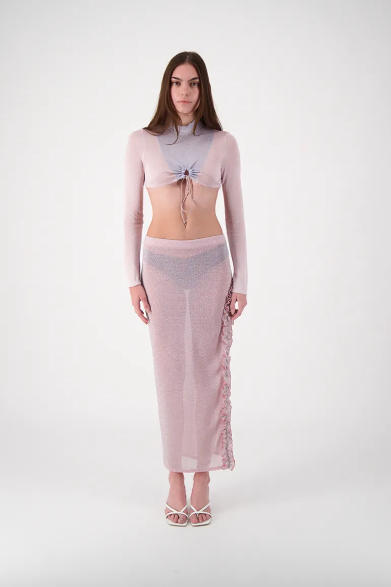 Skirts<CULT MIA ROSALIA COLUMN SKIRT Glimmer Pink