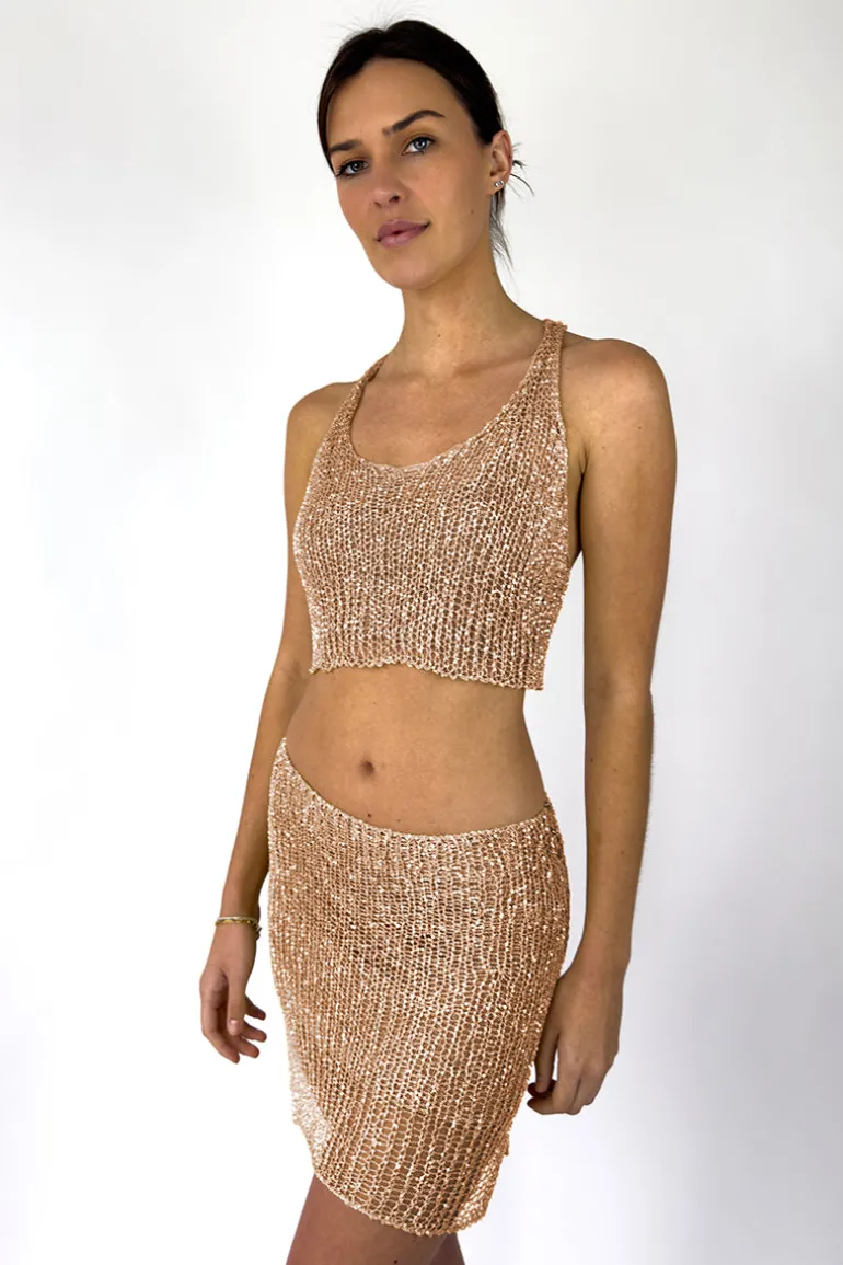 Tops<CULT MIA MIDAS RACERBACK WITH BRALETTE Rose Gold