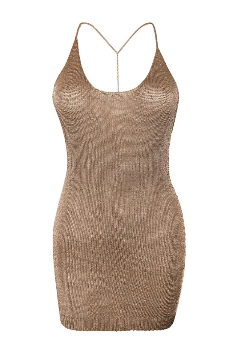 Dresses | Mini Dresses<CULT MIA SPARKLY KNIT MINI DRESS Rose Gold
