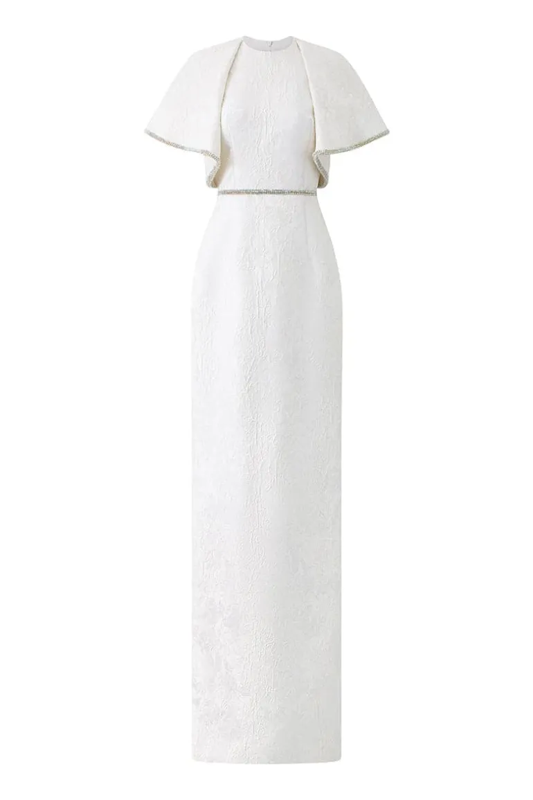 Dresses | Gowns<CULT MIA ROUND NECK GOWN WITH EXAGGERATED SHOULDERS White