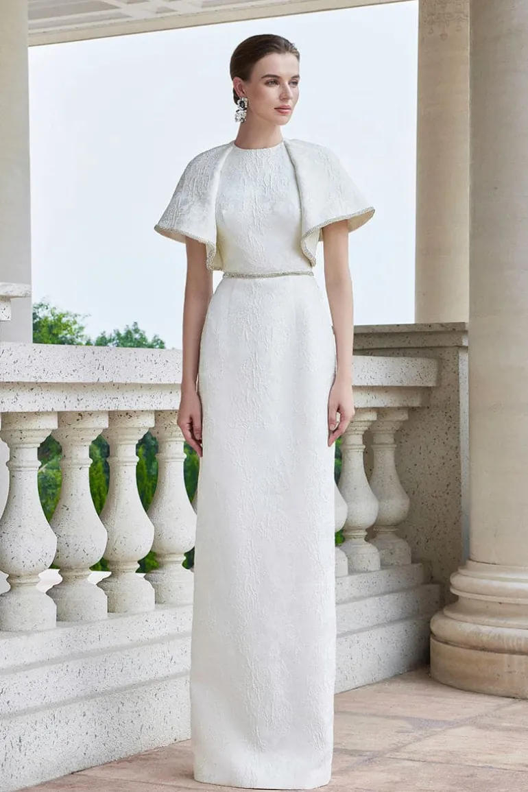 Dresses | Gowns<CULT MIA ROUND NECK GOWN WITH EXAGGERATED SHOULDERS White