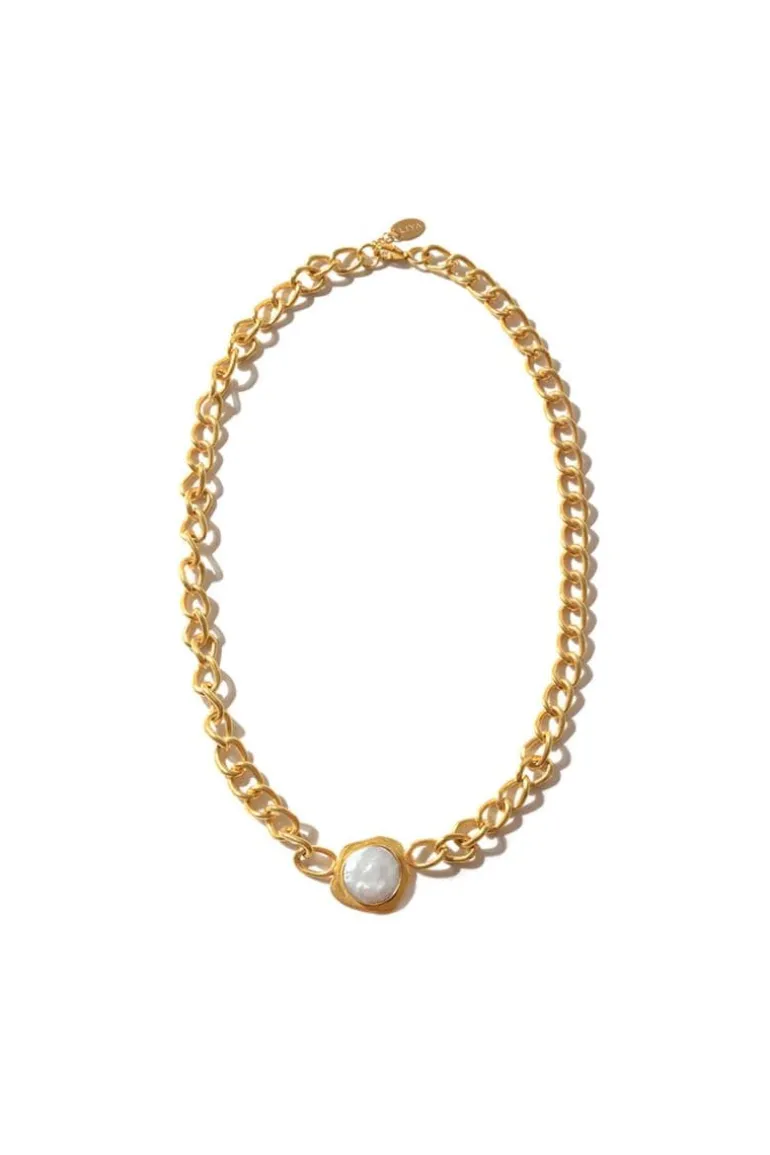 Necklaces<CULT MIA ROUND PEARL PENDANT CHAIN NECKLACE Gold Plated