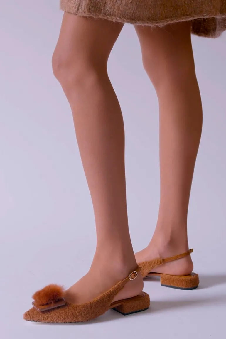 Flats<CULT MIA ROYA SLINGBACK FLATS Caramel