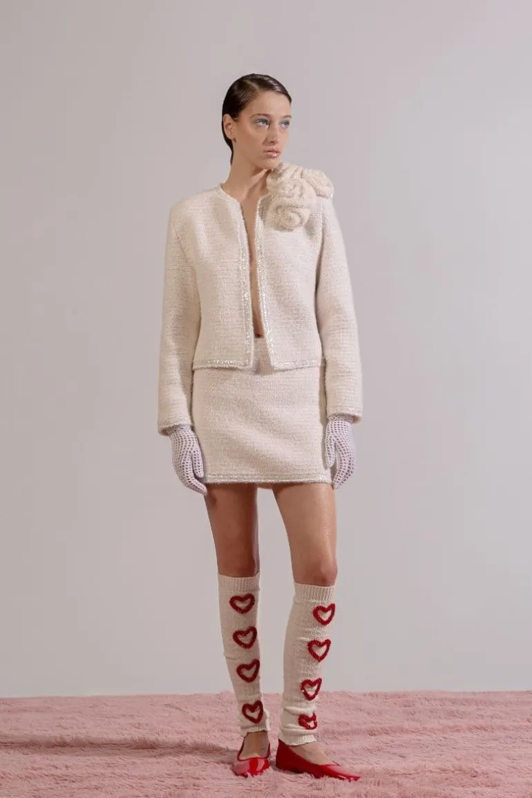 Skirts<CULT MIA ROZANY KNITTED MINI SKIRT Cream