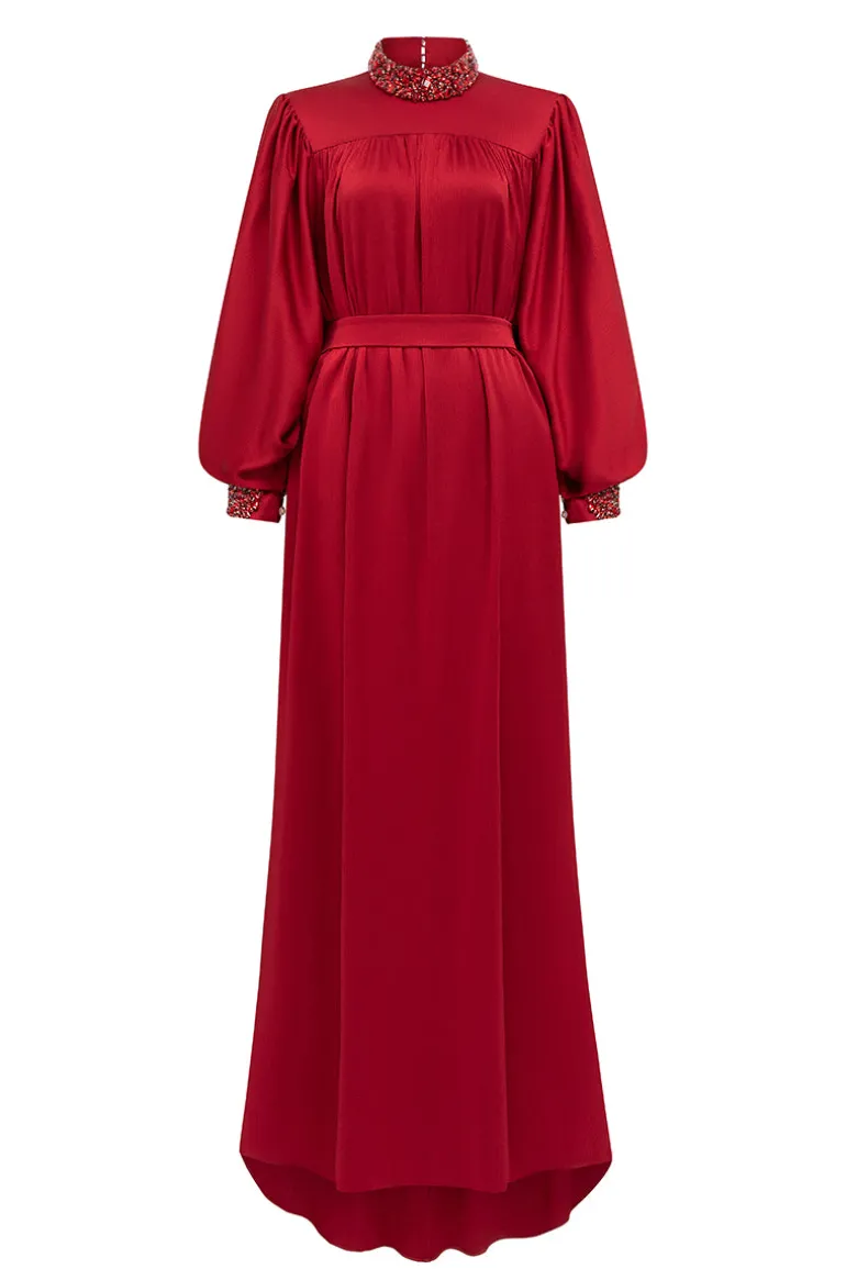 Dresses | Gowns<CULT MIA RUBY HIGH NECKLINE BOUFFANT SLEEVES GOWN Red