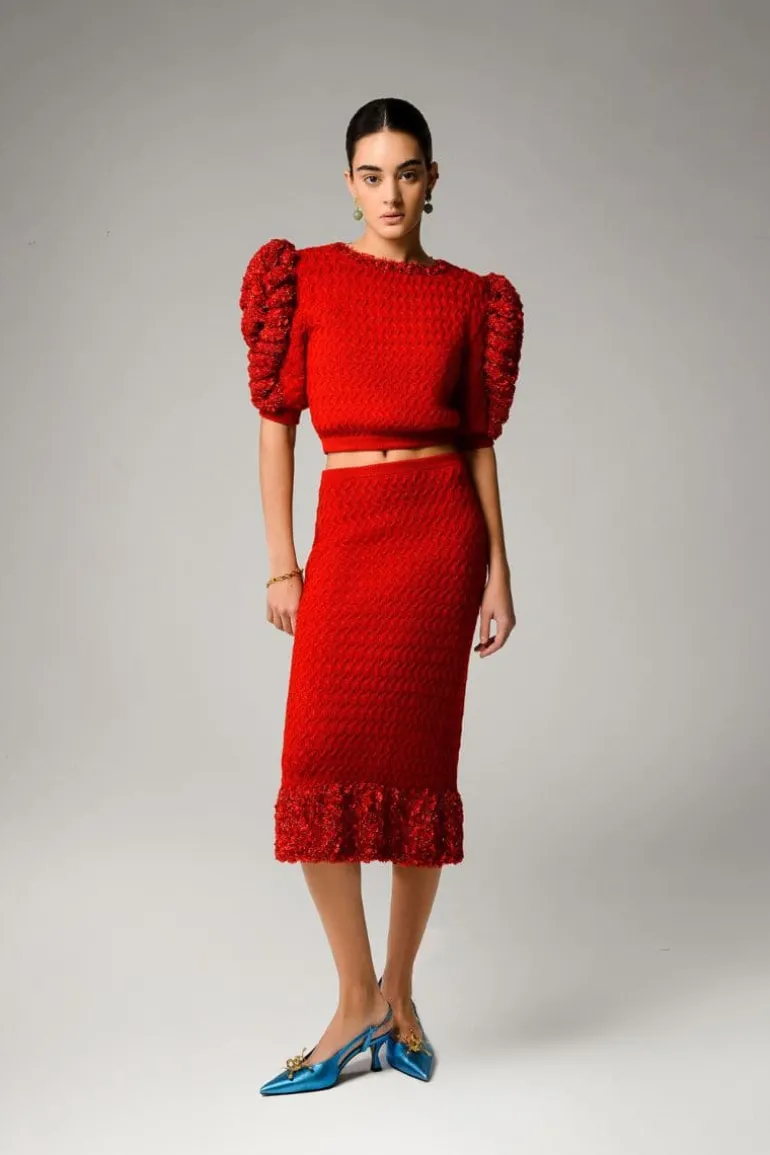Skirts<CULT MIA KNITTED MIDI SKIRT Ruby