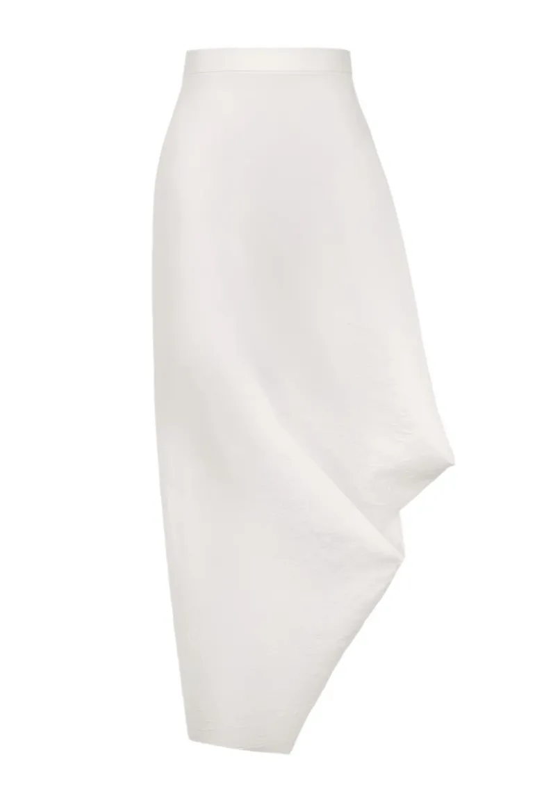 Skirts<CULT MIA RUCHED ASYMMETRICAL SKIRT IN White