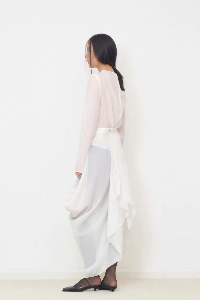 Skirts<CULT MIA RUCHED ASYMMETRICAL SKIRT IN White
