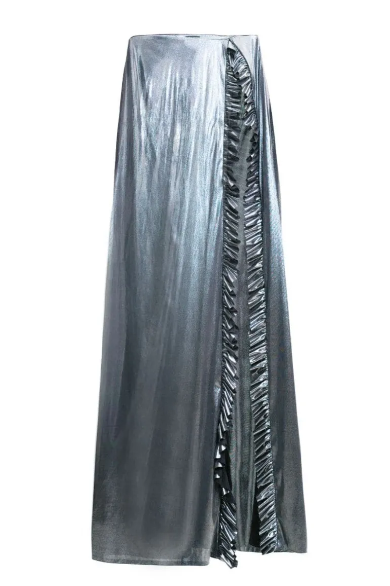 Skirts<CULT MIA RUCHED MAXI SKIRT WITH UNDERWEAR Silver