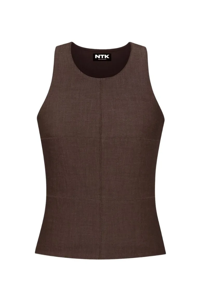 Tops<CULT MIA SADIE DARK BROWN DENIM TANK Crosby St.