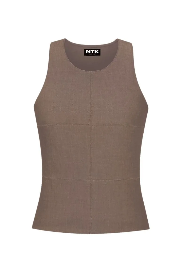 Tops<CULT MIA SADIE LIGHT BROWN DENIM TANK Greenwich Ave.