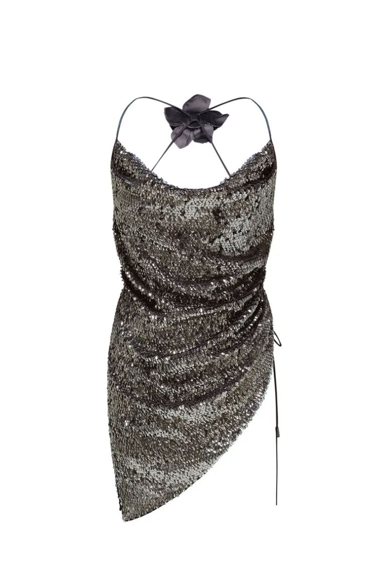 Tops<CULT MIA SAGE ASYMMETRIC SEQUIN TOP Graphite