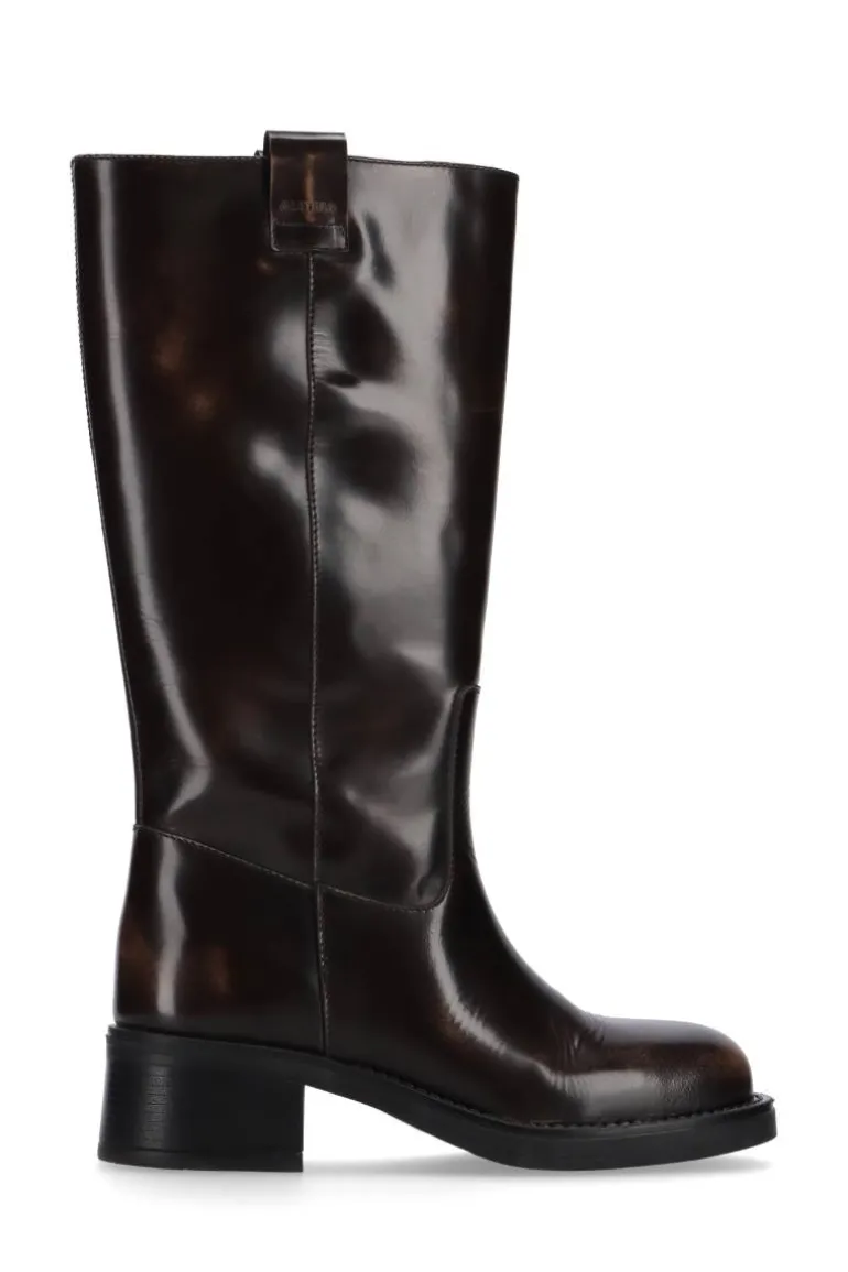 Boots<CULT MIA SAJAN LEATHER BOOTS IN BROWN