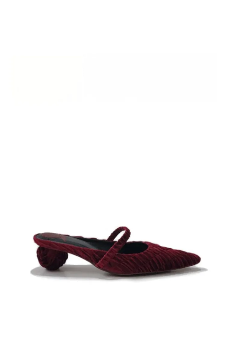 Heels<CULT MIA SALMA VELOUR MULES Maroon