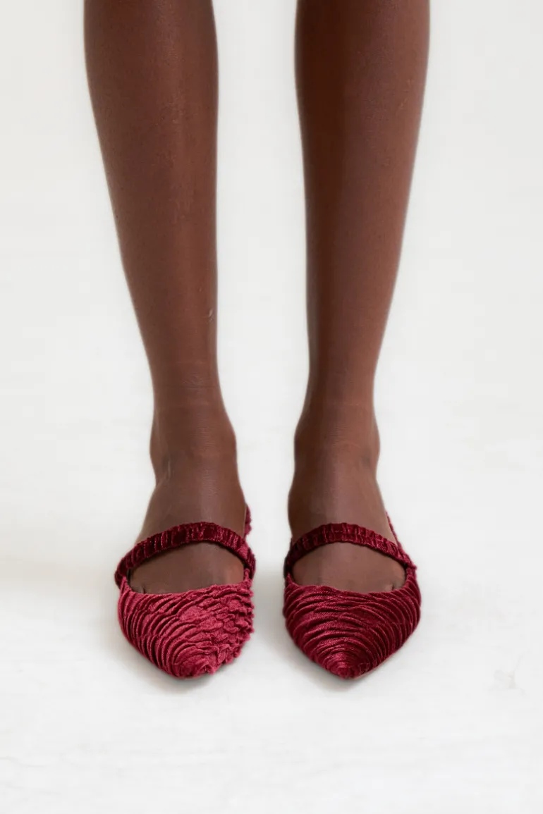 Heels<CULT MIA SALMA VELOUR MULES Maroon