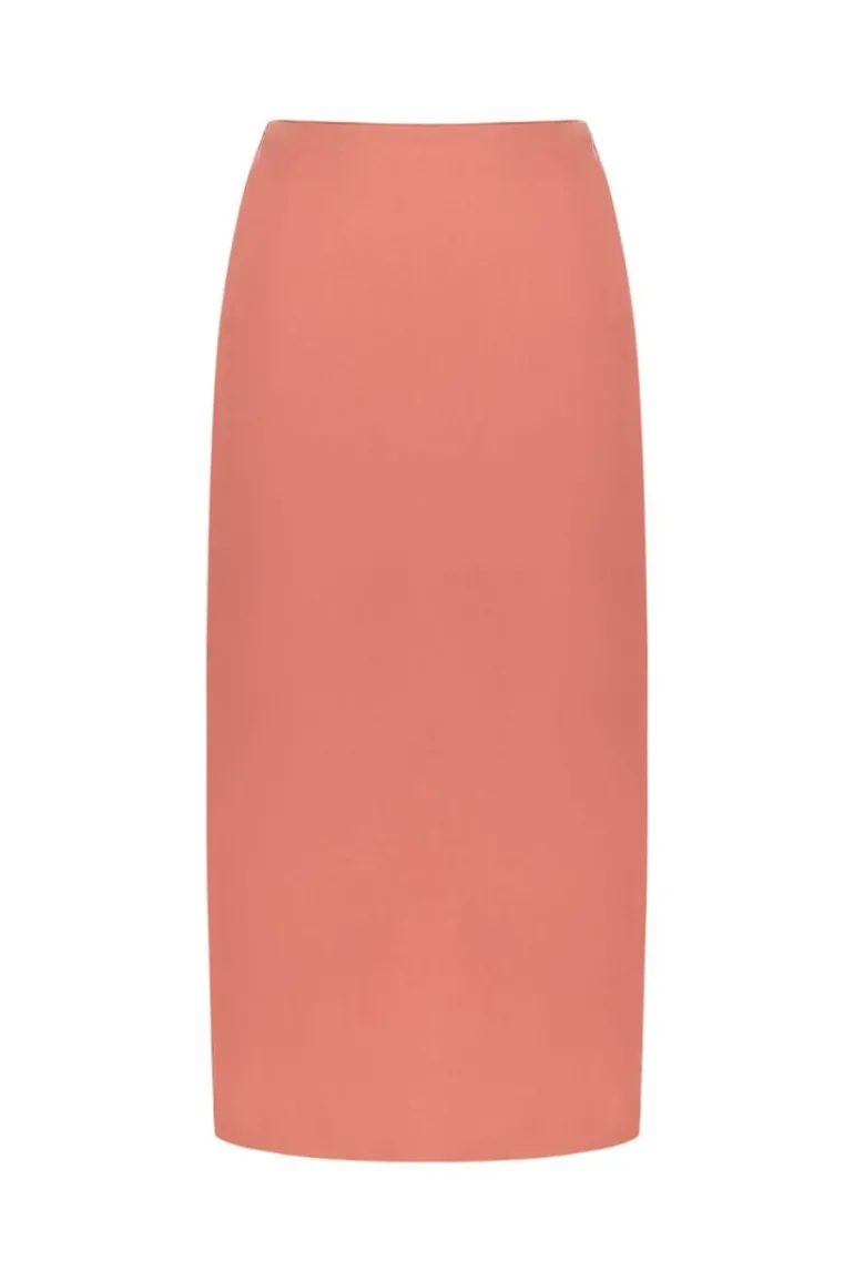Skirts<CULT MIA SALMON MIDI SKIRT WITH SLITS Rose