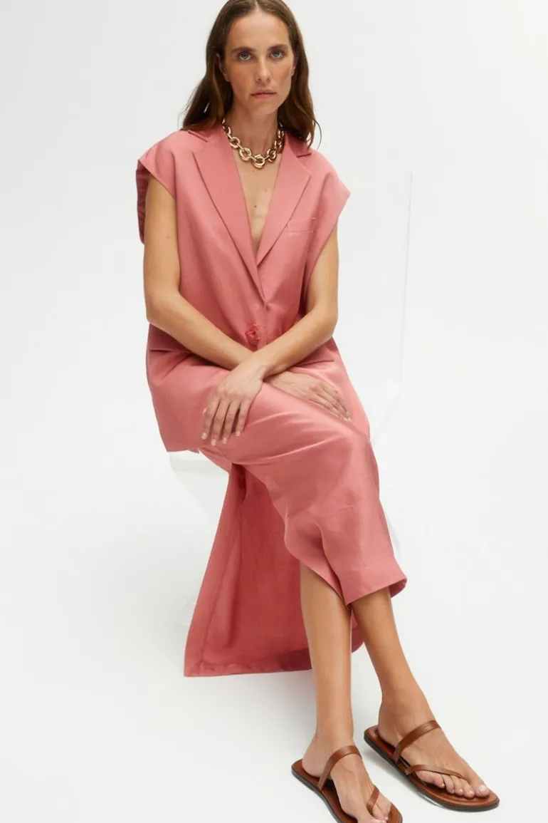 Skirts<CULT MIA SALMON MIDI SKIRT WITH SLITS Rose