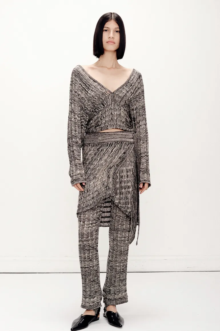 Tops<CULT MIA SAMAN BLACK AND BEIGE MELANGE TOP Grey