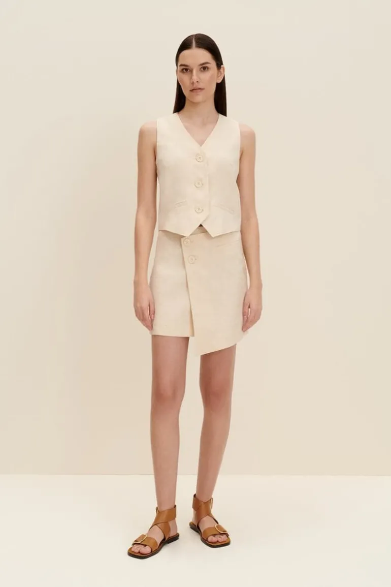 Skirts<CULT MIA ASYMMETRIC MINI SKIRT Sandy Beige