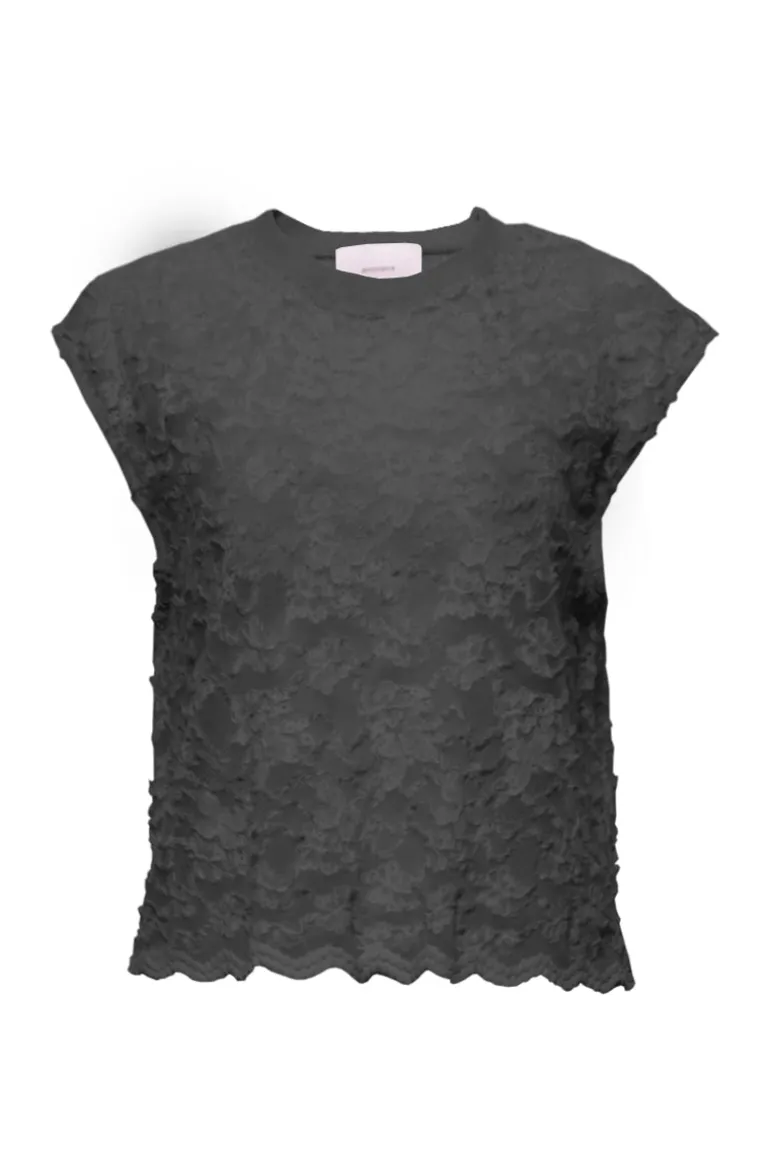 Tops<CULT MIA SARAH BUTTERFLY PATTERNED LACE TOP Black