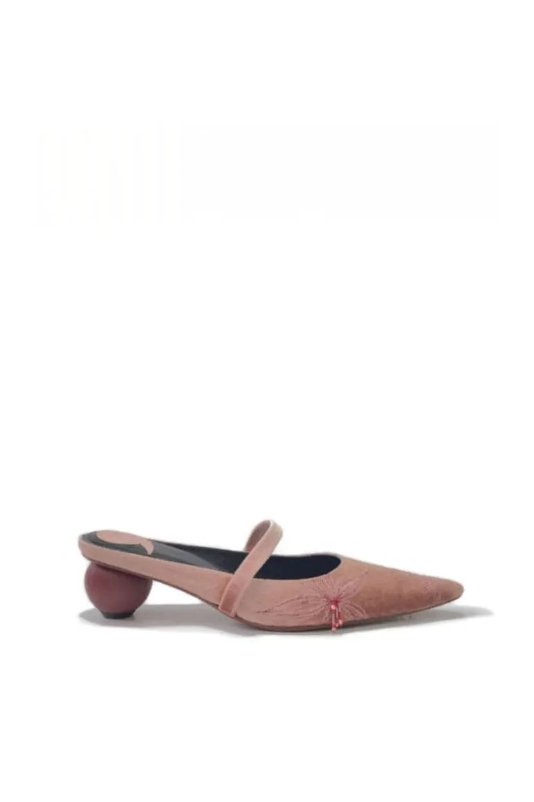 Heels<CULT MIA SARAI VELOUR MULES Dusty Pink