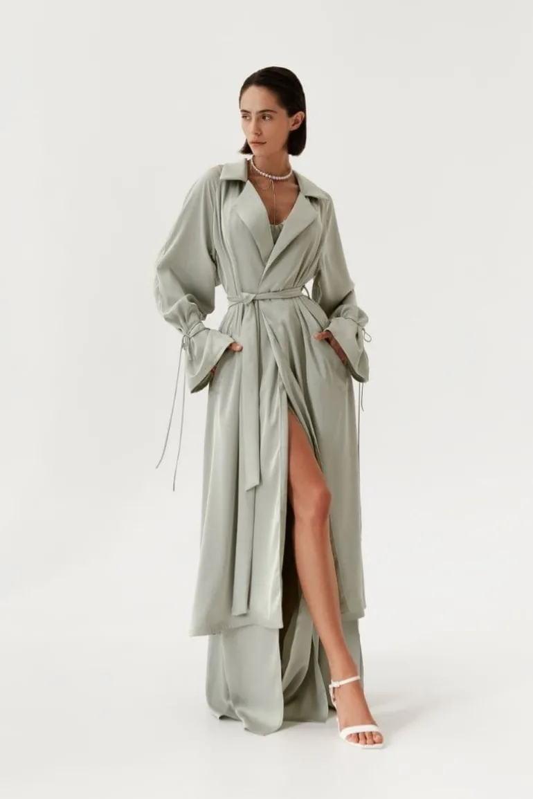 Jackets<CULT MIA SATIN LONG JACKET Mint