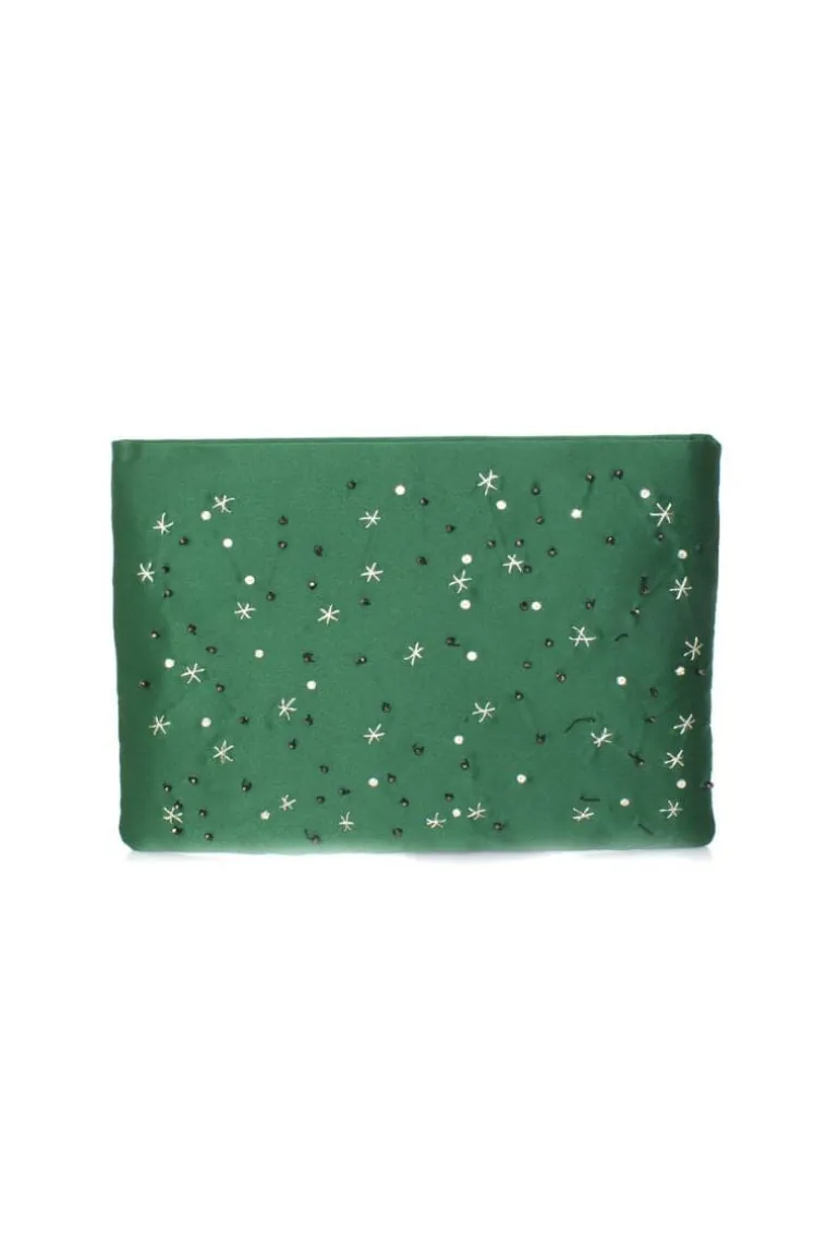 Clutch Bags<CULT MIA SAY MY NAME CUSTOMIZED SATIN POUCH Green
