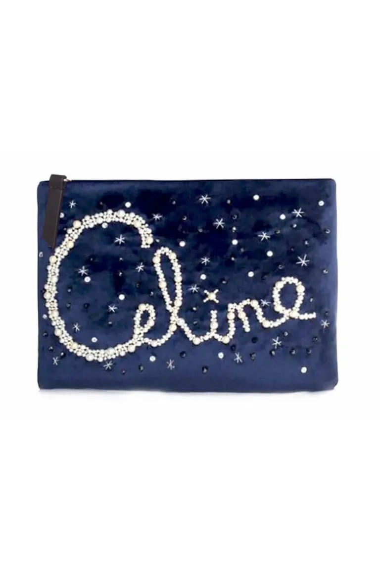 Clutch Bags<CULT MIA SAY MY NAME CUSTOMIZED VELVET POUCH Royal Blue