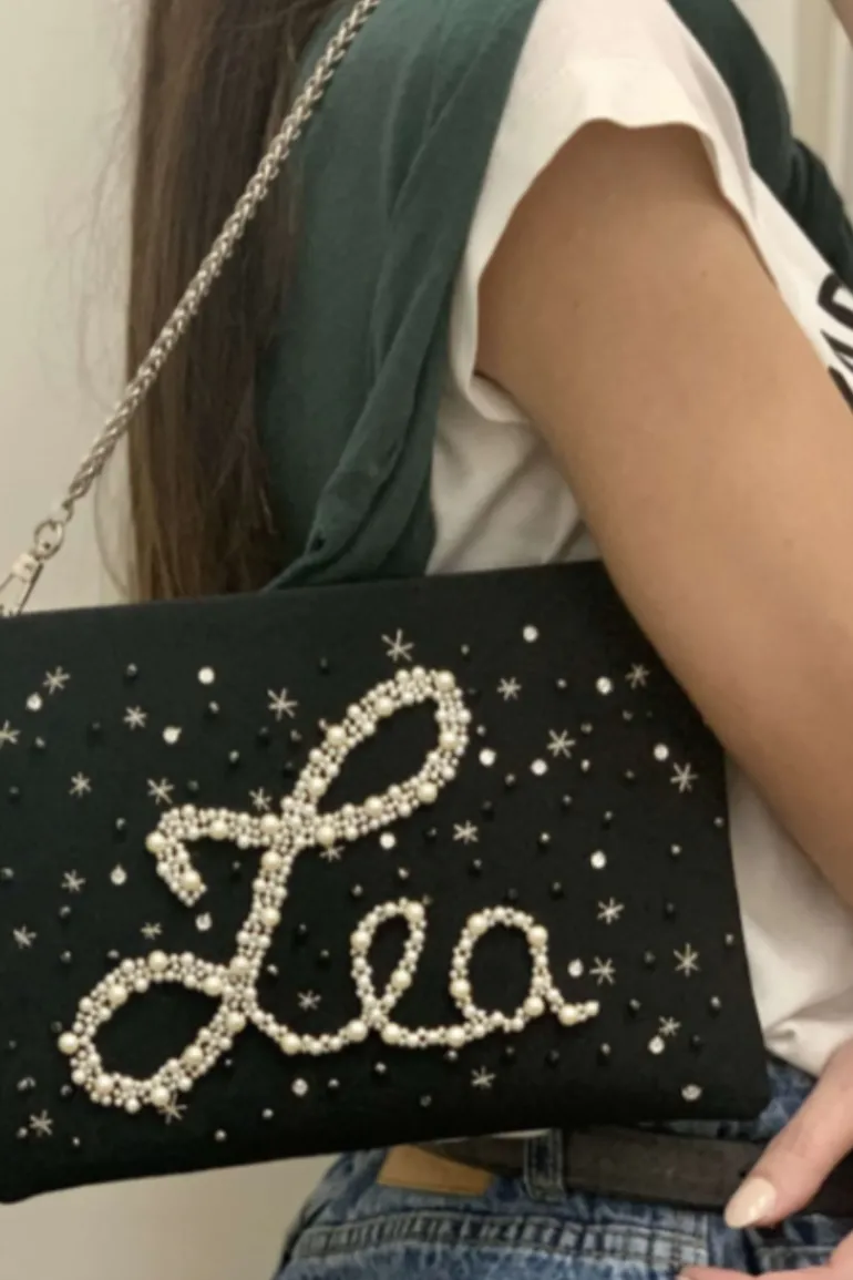Clutch Bags<CULT MIA SAY MY NAME VELVET MINI POUCH Black