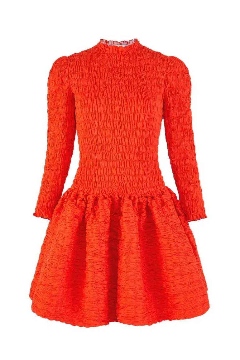 Dresses | Mini Dresses<CULT MIA SHIRRED COTTON STRUCTURED MINI DRESS Scarlet