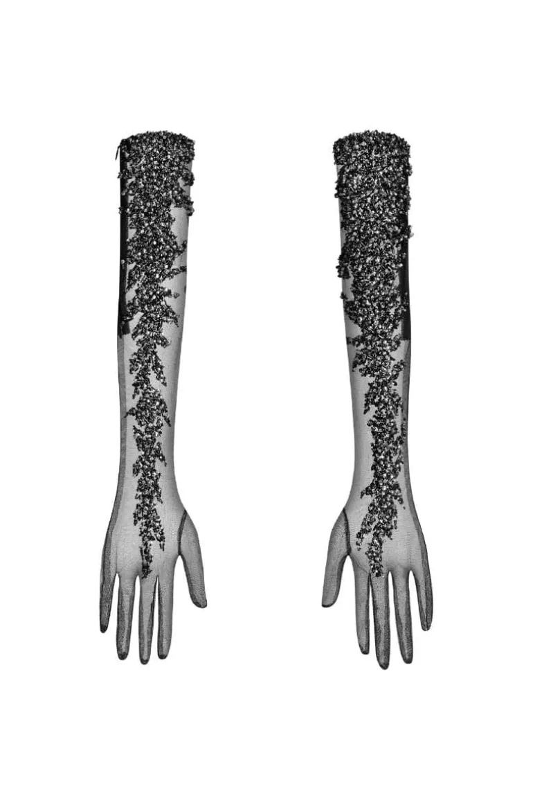 Gloves & Mittens<CULT MIA SCARLETT TULLE EMBELLISHED GLOVES Black