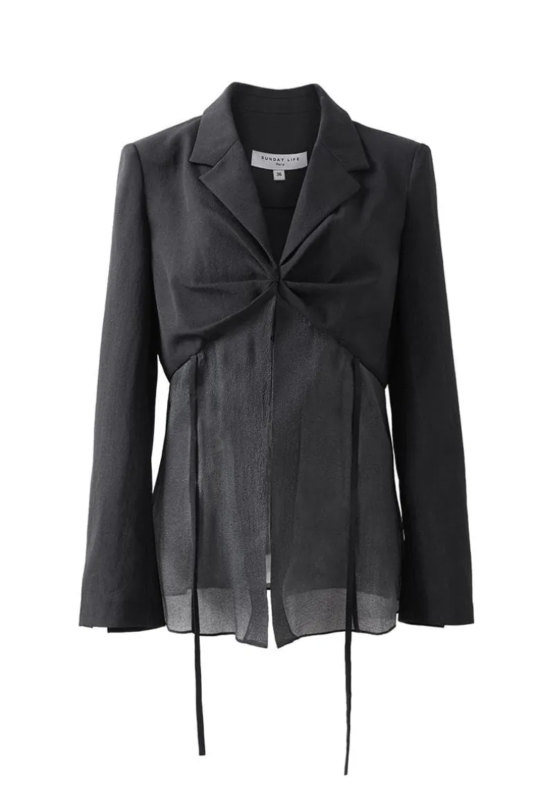 Jackets<CULT MIA SEMI TRANSPARENT JACKET Black