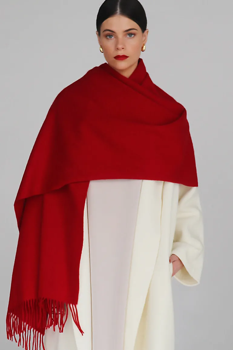Scarves<CULT MIA SERENE LAMBSWOOL SHAWL IN Crimson