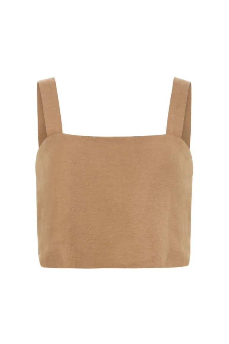 Tops<CULT MIA SERENGETI CROP TOP Mocha