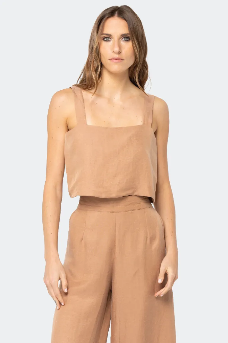 Tops<CULT MIA SERENGETI CROP TOP Mocha