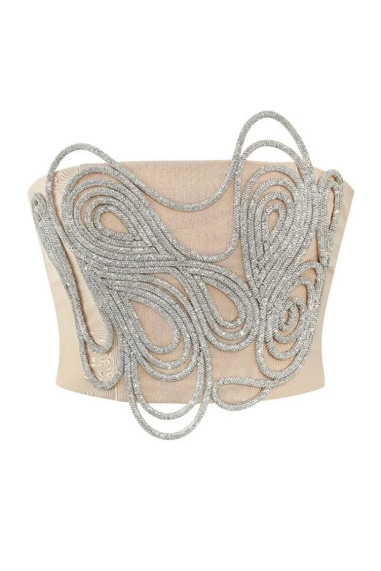 Tops<CULT MIA SERENITY EMBELLISHED CORSET TOP Crystal