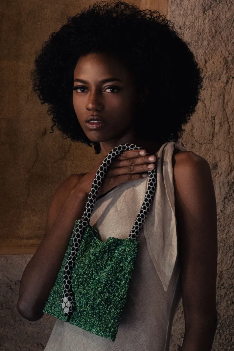 Shoulder Bags<CULT MIA SERPENT BIG IN GREEN WITH BLACK AND WHITE Green, Black & White