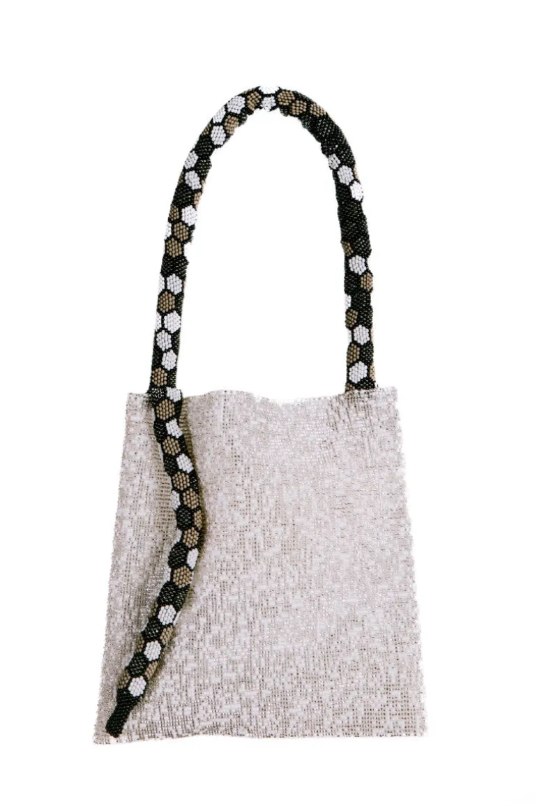 Shoulder Bags<CULT MIA SERPENT BIG IN WHITE SILVER WITH GRAY WHITE AND BLACK White, Silver, Gray & Black