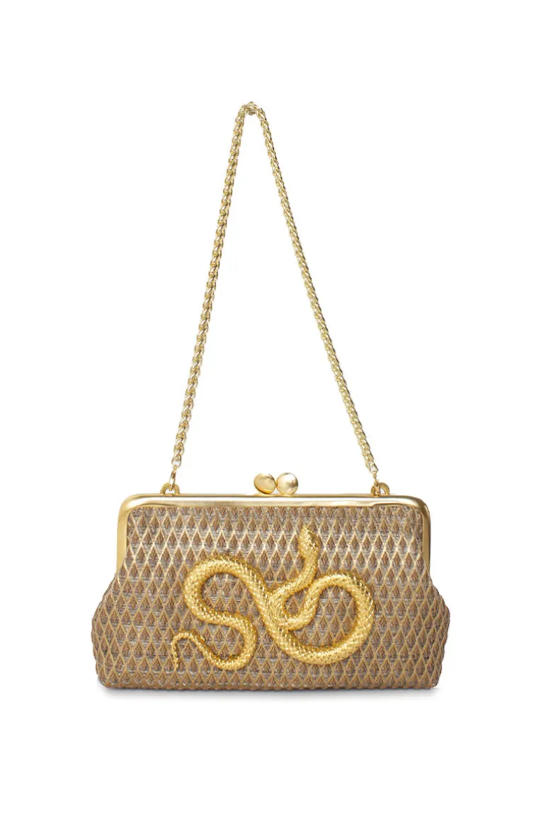 Clutch Bags<CULT MIA SERPENT ON MARQUISE HOLD ME CLUTCH Gold