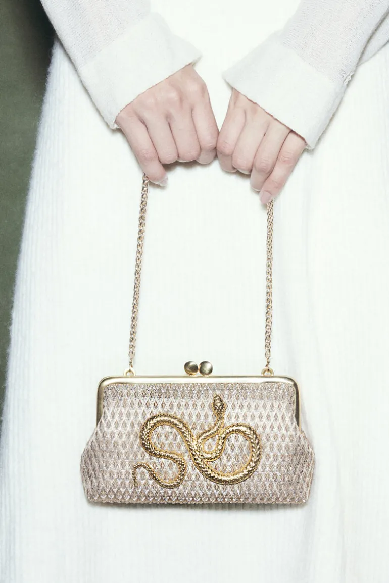 Clutch Bags<CULT MIA SERPENT ON MARQUISE HOLD ME CLUTCH Gold