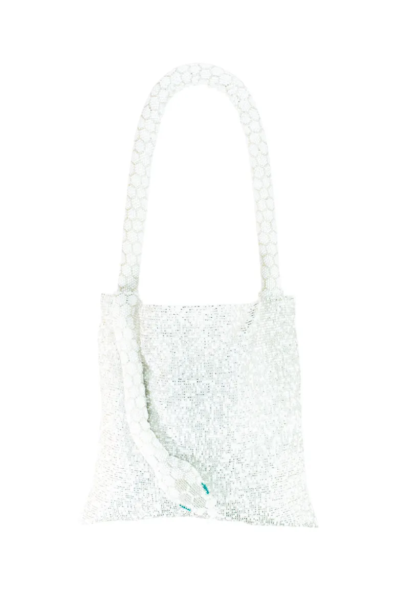 Top Handle Bags<CULT MIA SERPENT SMALL IN ALL WHITE AND SILVER White & Silver