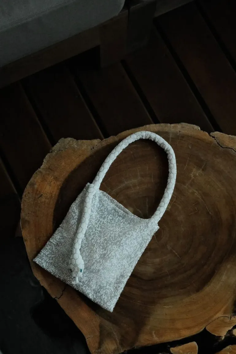 Top Handle Bags<CULT MIA SERPENT SMALL IN ALL WHITE AND SILVER White & Silver