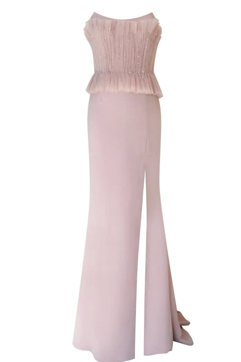 Dresses<CULT MIA SHANA STRAPLESS CORSET MAXI DRESS Nude