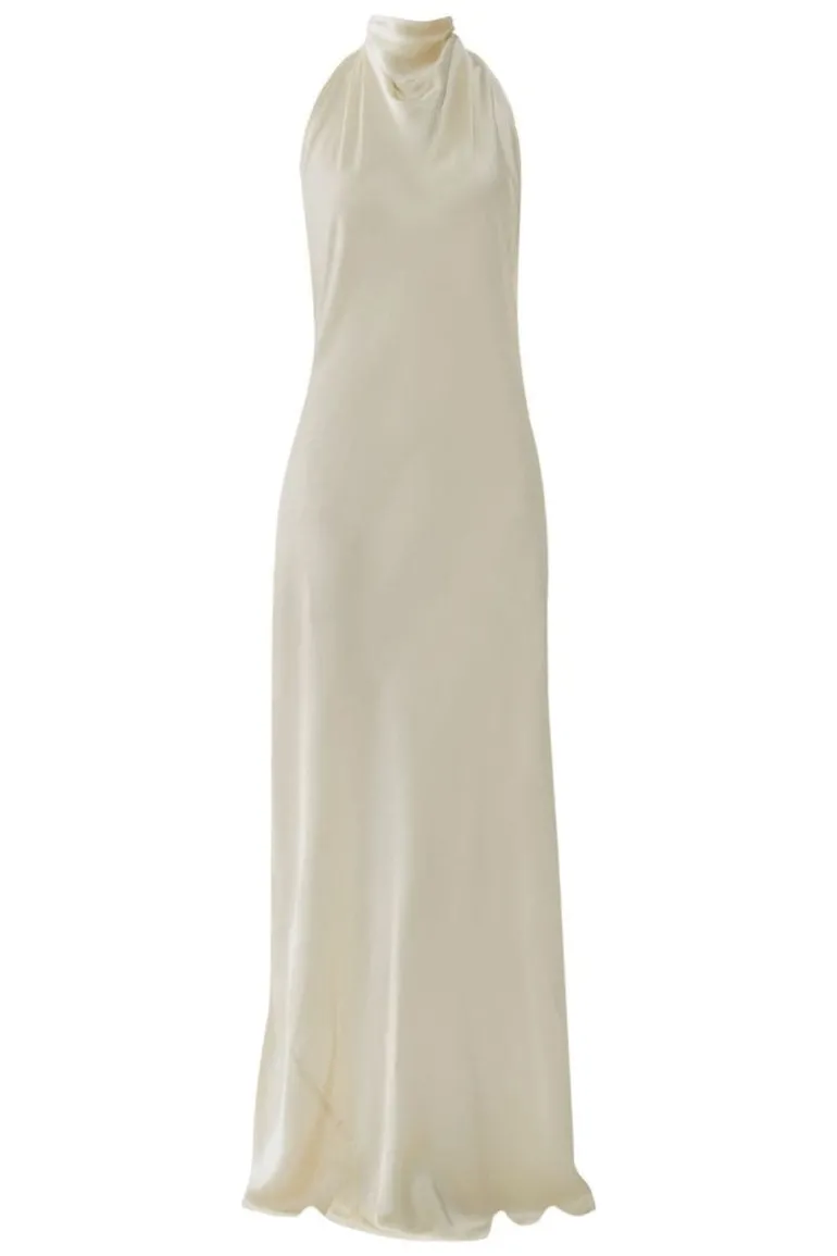 Dresses | Gowns<CULT MIA SHANNYN HIGH-NECK SATIN GOWN Off White