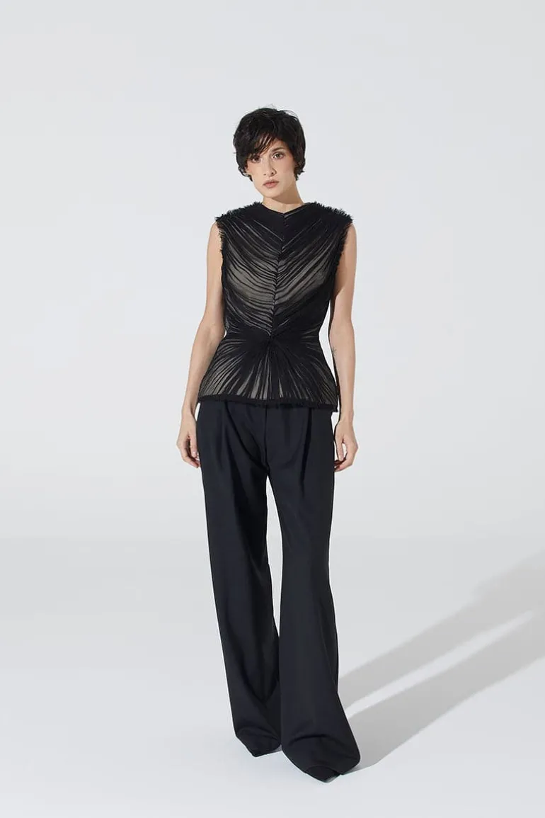 Tops<CULT MIA SHEER CORSET TOP Black