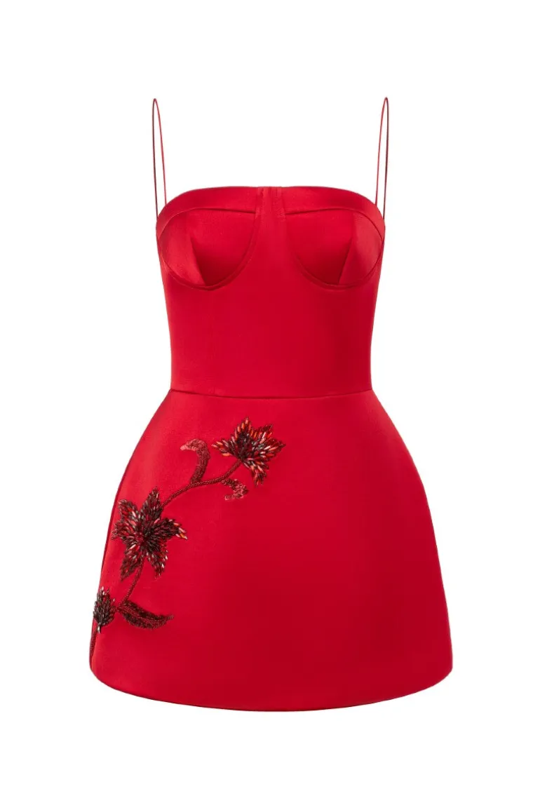 Dresses | Mini Dresses<CULT MIA SIBEL SILK SATIN STRAPLESS DRESS Red