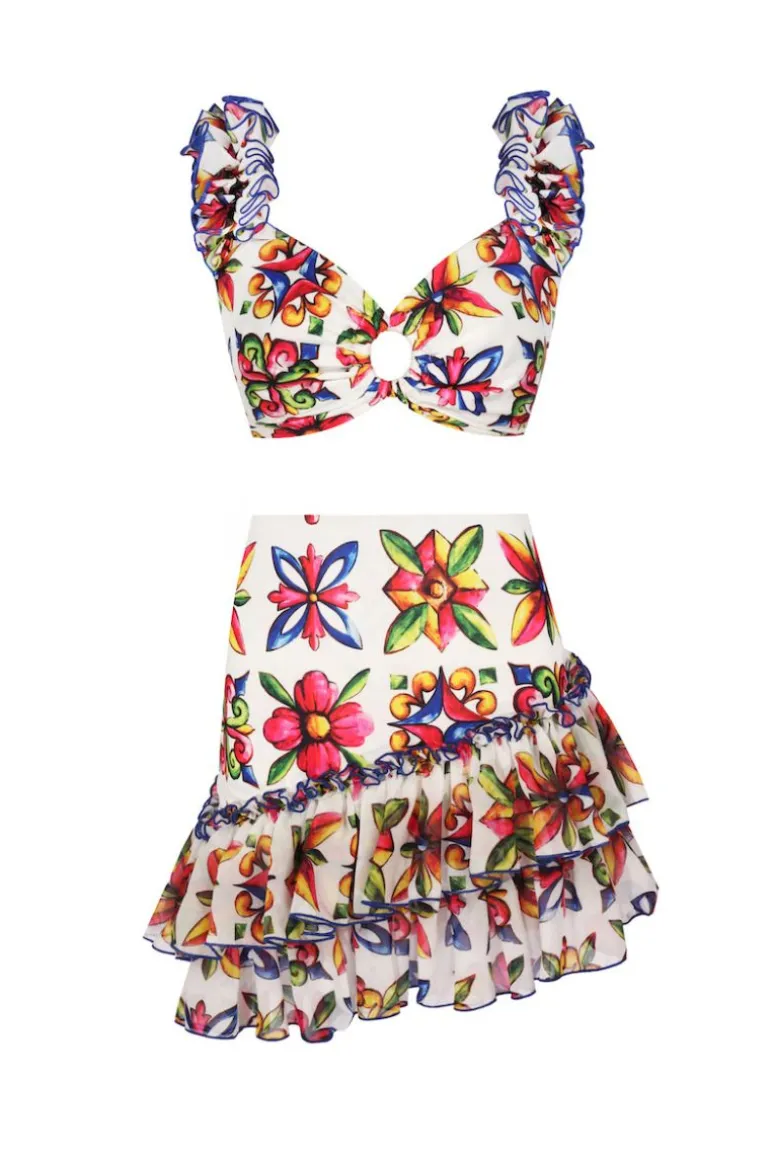 Outfit Sets<CULT MIA SICILIA LILY AND TIGRA TOP AND SKIRT SET Multicolor