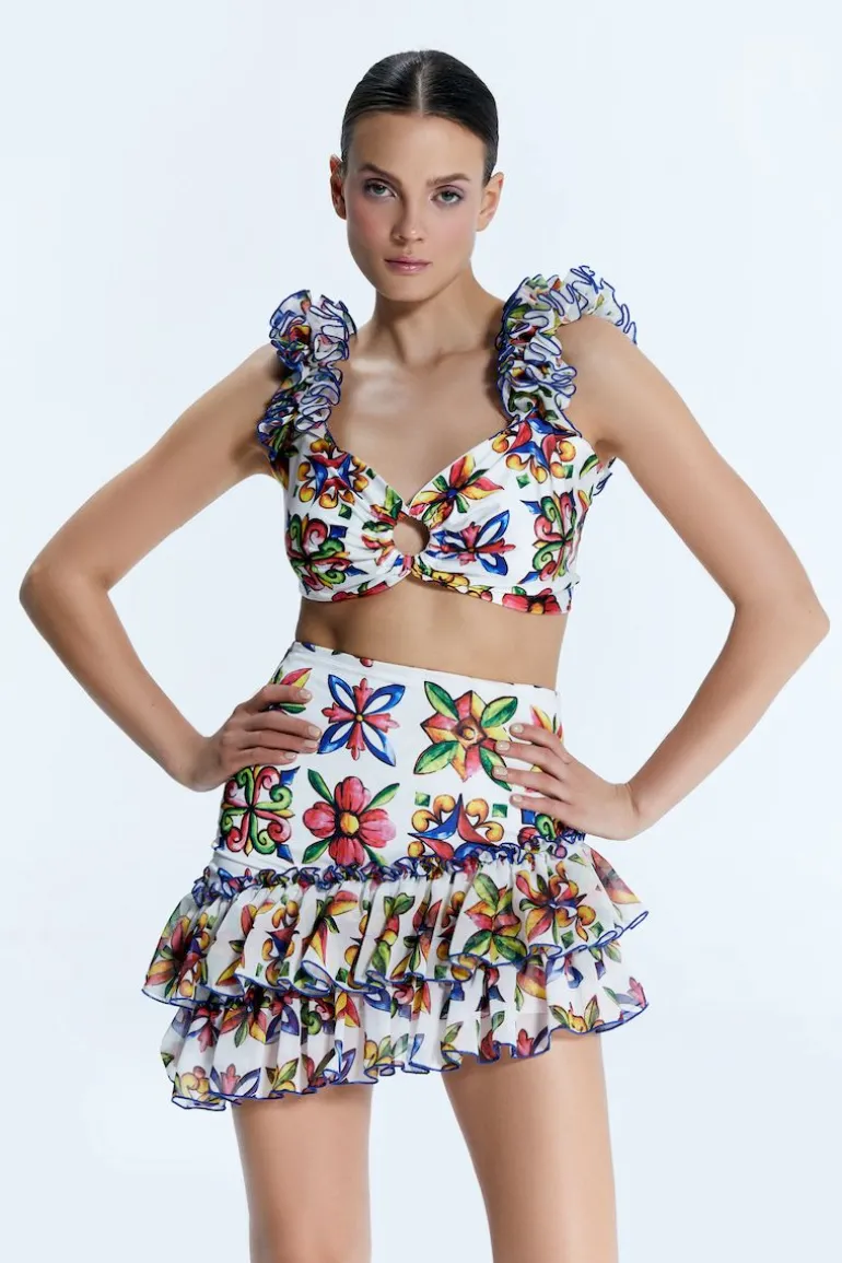 Outfit Sets<CULT MIA SICILIA LILY AND TIGRA TOP AND SKIRT SET Multicolor